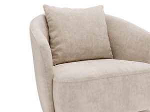 Miniaturka 21 - Kremowy fotel z zaokrąglonym bokiem i poduszką