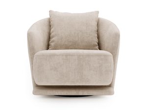 Miniaturka 1 - Beżowy fotel z wygodną poduchą i półokrągłym profilem