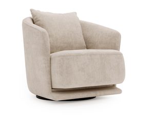 Miniaturka 9 - Jasnobeżowy fotel z miękką tapicerką i wysoką poduszką