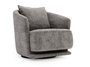 Miniaturka 10 - Szary fotel obrotowy z zaokrąglonym oparciem i miękkim siedziskiem