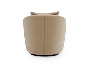 Miniaturka 20 - Beżowy welurowy fotel obrotowy w ujęciu z tyłu