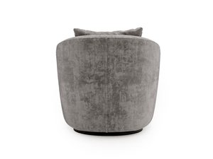 Miniaturka 18 - Szary welurowy puf owalny z poduszką i miękkim wykończeniem