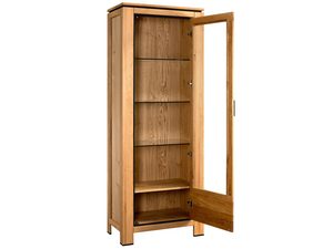 Miniaturka 1 - Witryna dębowa z przeszkleniem i czarnym uchwytem, styl rustykalny