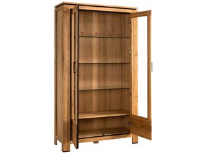 Miniaturka 1 - Witryna z litego drewna z przeszklonymi drzwiami i półkami