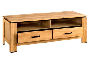 Miniaturka 1 - Drewniana szafka pod telewizor z dwiema szufladami i półką