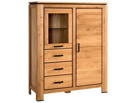 Dębowy kredens z drzwiczkami i czterema szufladami do salonu