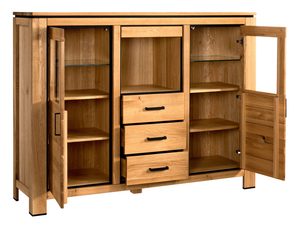 Miniaturka 1 - Drewniana komoda w stylu nowoczesnym z czarnymi detalami