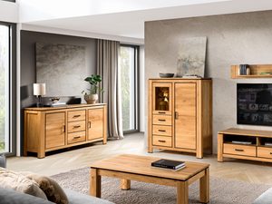 Miniaturka 1 - Stylowa aranżacja salonu z meblami RTV z drewna dębowego