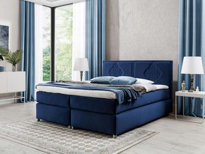 Miniaturka 1 - Łóżko tapicerowane w pudrowym różu z eleganckim wykończeniem