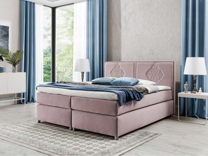 Miniaturka 2 - Łóżko tapicerowane w pudrowym różu z eleganckim wykończeniem