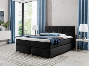 Miniaturka 4 - Łóżko tapicerowane w czarnym kolorze z minimalistycznym wzornictwem