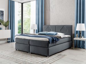 Miniaturka 5 - Łóżko tapicerowane w szarym kolorze z prostym, eleganckim zagłówkiem