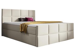 Miniaturka 2 - Nowoczesne łóżko tapicerowane w beżowym kolorze z prostym zagłówkiem