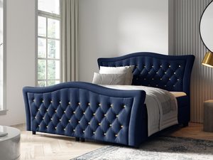 Miniaturka 8 - Łóżko w kolorze grafitowym - stylowy model z głębokim pikowaniem, wyrazisty, ciemny odcień, nowoczesny design.