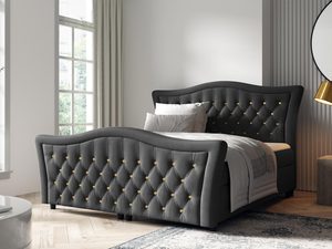 Miniaturka 10 - Ciemnoszare łóżko tapicerowane w stylu glamour