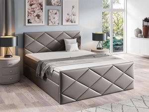 Miniaturka 16 - Łóżko tapicerowane w brązowym kolorze z eleganckim wykończeniem