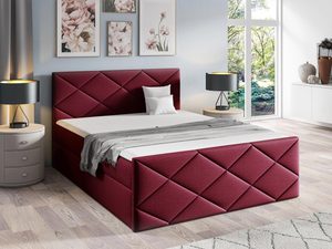 Miniaturka 3 - Łóżko tapicerowane w eleganckim bordowym kolorze z pikowanym zagłówkiem