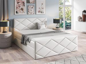 Miniaturka 14 - Łóżko tapicerowane w szarym kolorze z nowoczesnym zagłówkiem