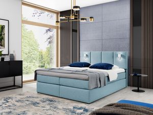 Miniaturka 4 - Luksusowe łóżko tapicerowane w błękitnym kolorze z pionowym pikowaniem