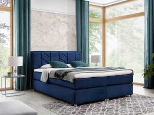 Miniaturka 4 - Łóżko tapicerowane w granatowym kolorze z eleganckim wykończeniem