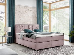 Miniaturka 6 - Jasno różowe łóżko z eleganckim wzornictwem na zagłówku