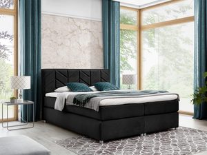 Miniaturka 7 - Łóżko tapicerowane w czarnym kolorze z nowoczesnym wzornictwem