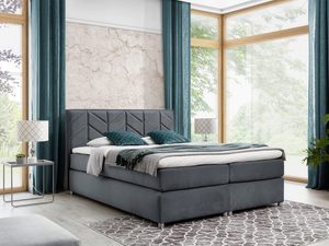 Miniaturka 2 - Łóżko tapicerowane w ciemnoszarym kolorze z prostym, nowoczesnym designem