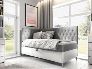 Miniaturka 3 - Nowoczesne łóżko tapicerowane z pikowanym zagłówkiem do jasnej sypialni
