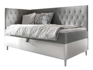 Miniaturka 1 - Młodzieżowe łóżko tapicerowane z pikowanym zagłówkiem do jasnej sypialni