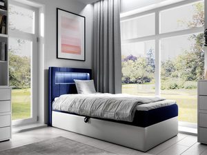 Miniaturka 5 - Łóżko młodzieżowe w chabrowym kolorze z oświetleniem LED