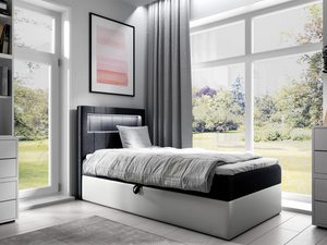 Miniaturka 8 - Łóżko młodzieżowe z czarnym zagłówkiem i białą podstawą