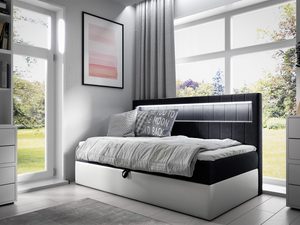 Miniaturka 8 - Czarno-białe łóżko z zagłówkiem.