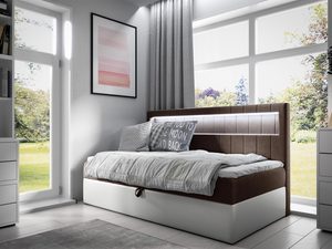 Miniaturka 2 - Jasnobrązowe łóżko – elegancja i spójność z minimalistycznym wnętrzem.