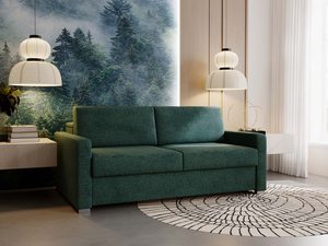 Miniaturka 12 - Zielona sofa dwuosobowa butelkowa zieleń w aranżacji salonu