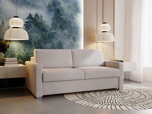 Miniaturka 11 - Kremowa sofa tapicerowana dwuosobowa z pojemnikiem w salonie