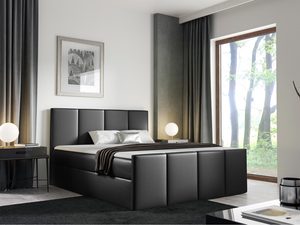 Miniaturka 17 - Łóżko tapicerowane w czarnym kolorze z wysokim zagłówkiem