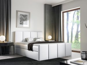 Miniaturka 18 - Łóżko tapicerowane w białym kolorze z nowoczesnym wykończeniem