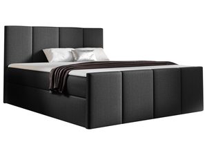 Miniaturka 2 - Nowoczesne łóżko tapicerowane w czarnym kolorze z wysokim zagłówkiem