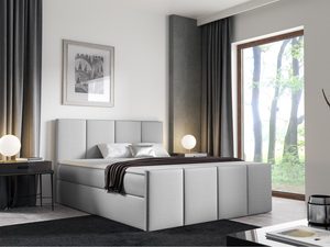 Miniaturka 6 - Łóżko tapicerowane w jasnoszarym kolorze z pikowanym zagłówkiem