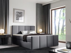 Miniaturka 7 - Łóżko tapicerowane w ciemnoszarym kolorze z eleganckim wykończeniem