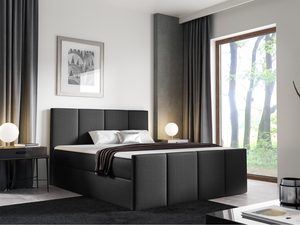 Miniaturka 13 - Łóżko tapicerowane w czarnym kolorze z prostym zagłówkiem