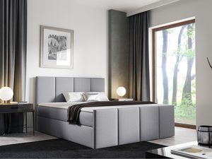 Miniaturka 12 - Łóżko tapicerowane w jasnoszarym kolorze z pikowanym zagłówkiem