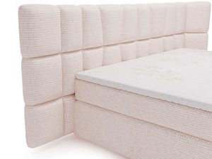 Miniaturka 20 - Jasnoróżowe łóżko kontynentalne z miękkim wezgłowiem do nowoczesnej sypialni