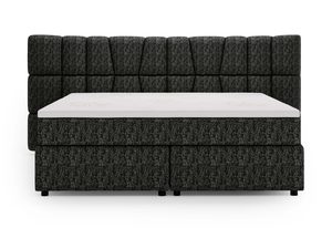 Miniaturka 11 - Ciemnoszare łóżko tapicerowane z pikowanym zagłówkiem i grubym materacem