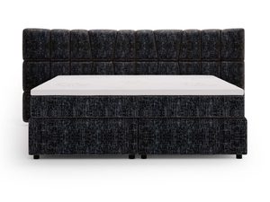 Miniaturka 10 - Czarne łóżko tapicerowane z pikowanym zagłówkiem i grubym materacem