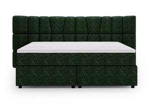 Miniaturka 12 - Ciemnozielone łóżko z wysokim zagłówkiem i tkaniną o grubym splocie