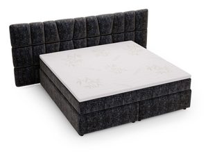 Miniaturka 5 - Ciemnoszare łóżko z widoczną fakturą tkaniny i materacem bonellowym
