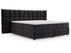 Miniaturka 15 - Czarne łóżko do sypialni z ozdobnymi panelami na zagłówku