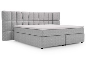 Miniaturka 3 - Szare łóżko z miękką tapicerką i pionowymi przeszyciami na zagłówku