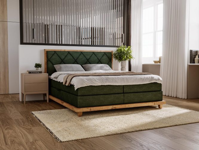 Designerskie Łóżko Kontynentalne do Sypialni BEIGE